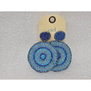 Ciel Blue Round Beaded Statement Earrings For Women